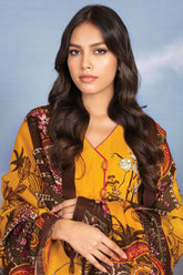 Al-Karam Winter 3 Pc Printed Viscose Suit With Printed Shawl – FW-18-21-Yellow